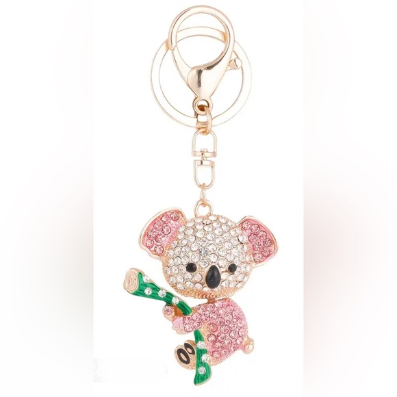 Koala key chain or purse chain pink and crystal rhinestones - Picture 4 of 5